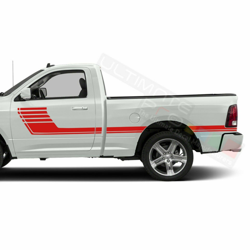 Racing Hockey Doors Stripes Sport Wrap Decal Sticker for Dodge Regular Cab 3500