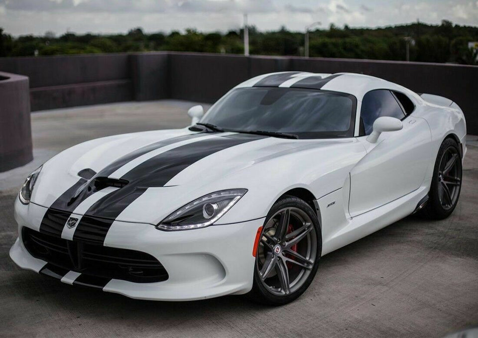 Dual stripes Rally Racing Graphic Stripe Kit for Dodge Viper LED Light Spoiler Fin Skirt