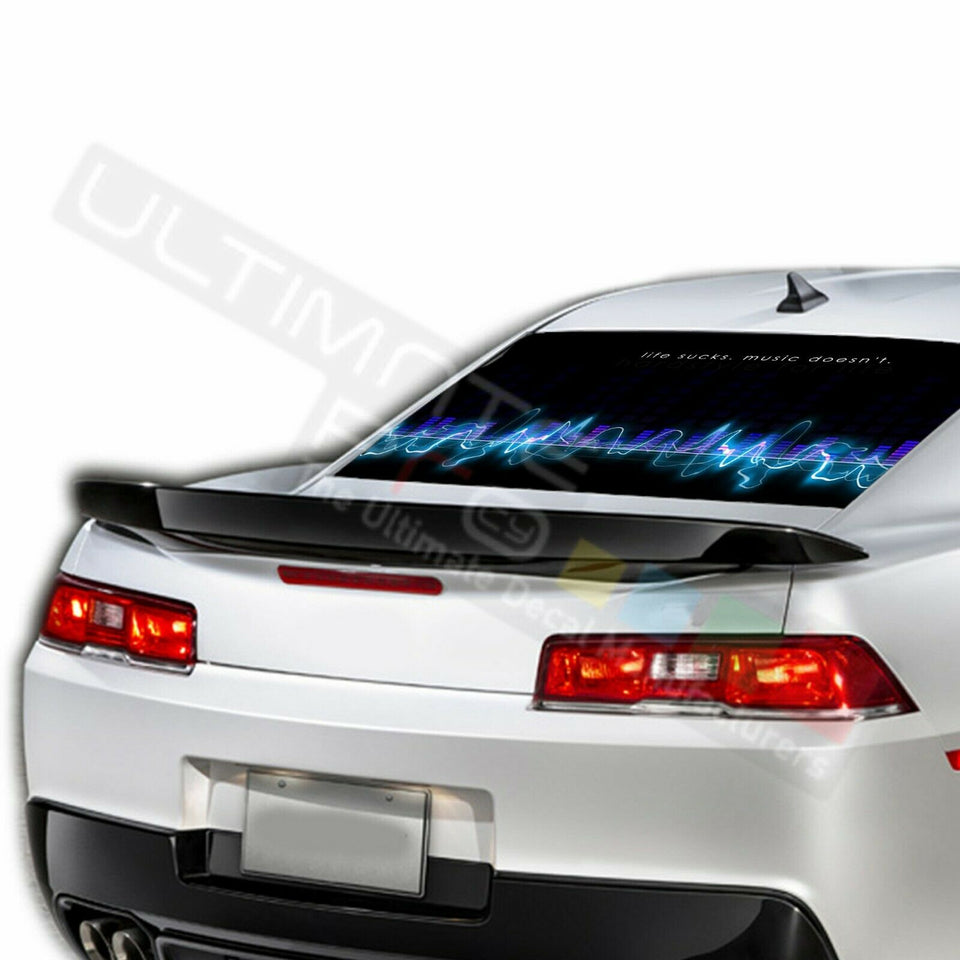 Random Designs Rear Window See Thru Sticker Perforated for Chevrolet Camaro