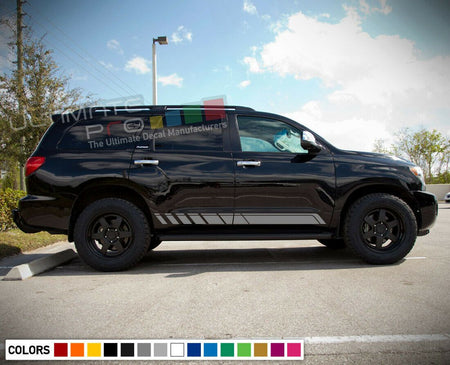 Set of Side Stripes Decal Sticker Kit for Toyota Sequoia Sport Trunk Rims Skirt