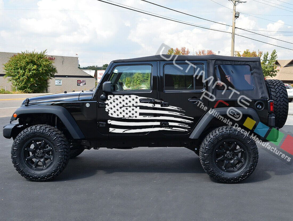 Set of Side US flag Doors Sticker wrap design Kit for Jeep Wrangler JL 2018 2019