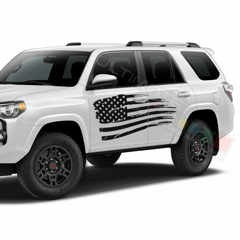 Set of Side US flag Doors Sticker wrap for Toyota 4Runner 2002 2003 2004 2005