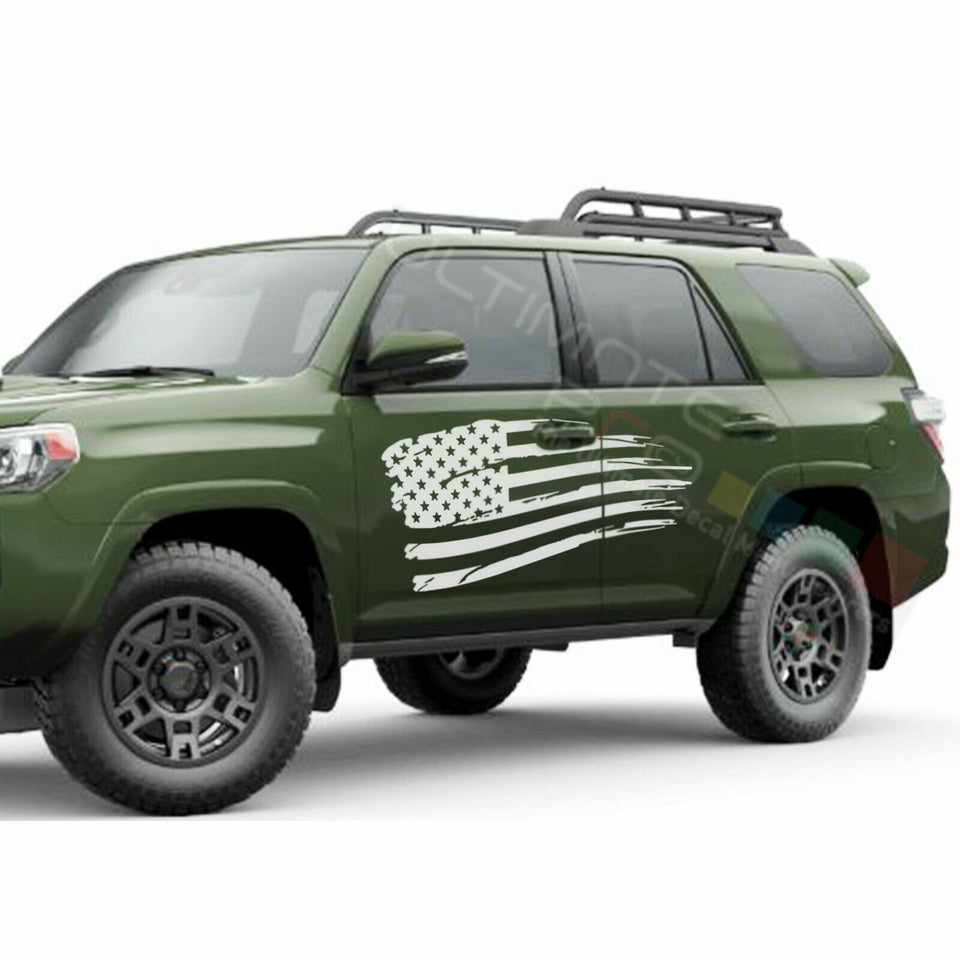 Set of Side US flag Doors Sticker wrap for Toyota 4Runner 2002 2003 2004 2005