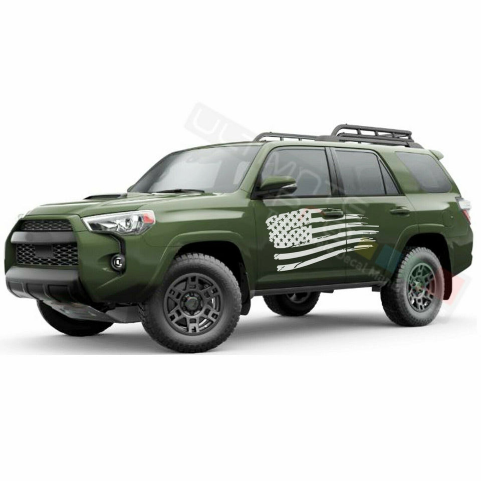 Set of Side US flag Doors Sticker wrap for Toyota 4Runner 2002 2003 2004 2005