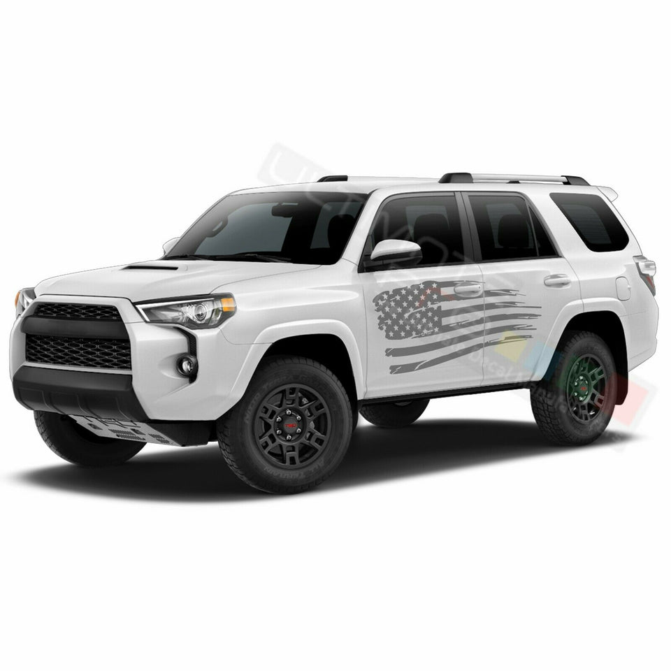 Set of Side US flag Doors Sticker wrap for Toyota 4Runner 2002 2003 2004 2005