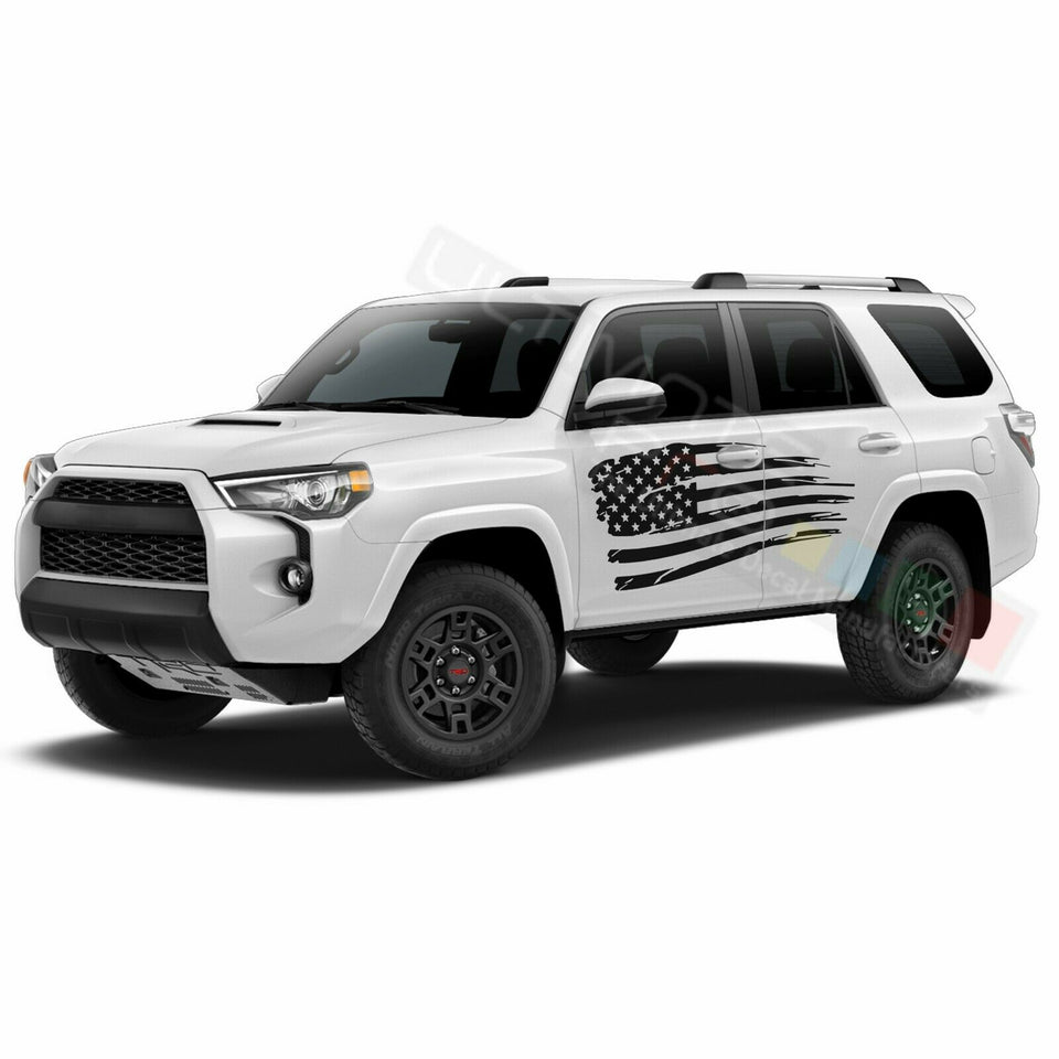 Set of Side US flag Doors Sticker wrap for Toyota 4Runner 2017 2018 2019 2020