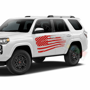 Set of Side US flag Doors Sticker wrap for Toyota 4Runner 2017 2018 2019 2020