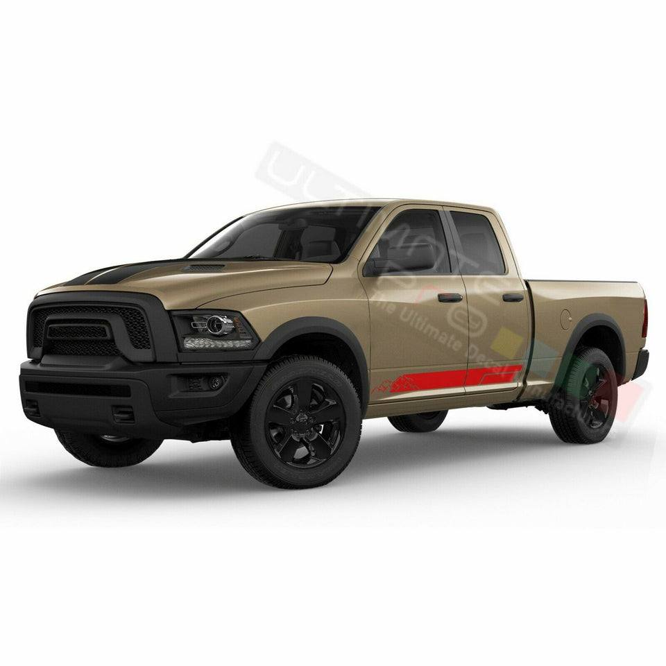Side Door Stripes Racing Sport Wrap Decal Sticker for Dodge Ram Quad Cab 3500