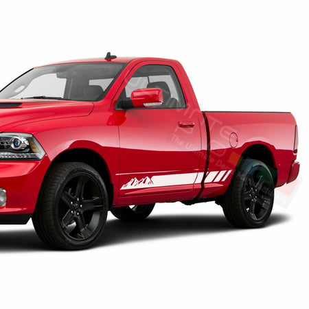 Side Doors Moutains Stripes Wrap Decal Sticker for Dodge Ram Regular Cab 1500