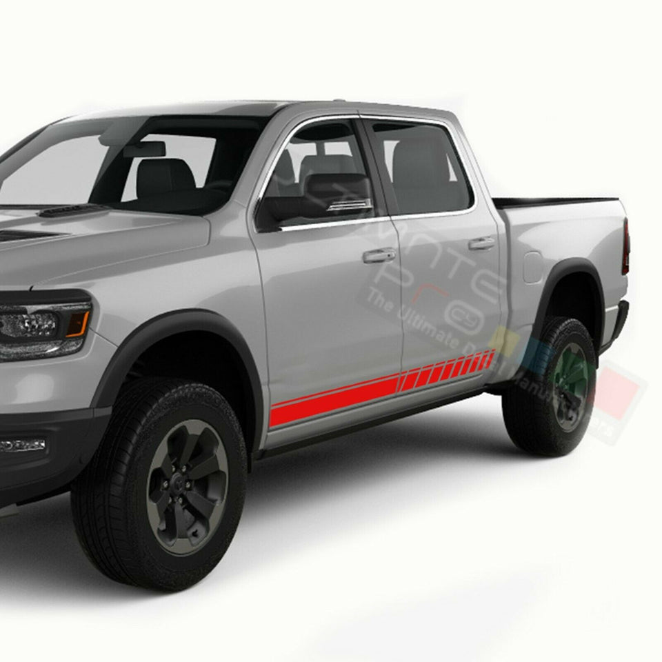 Side Doors Stripes Racing Sport Wrap Decal Sticker for Dodge Ram Crew Cab 1500