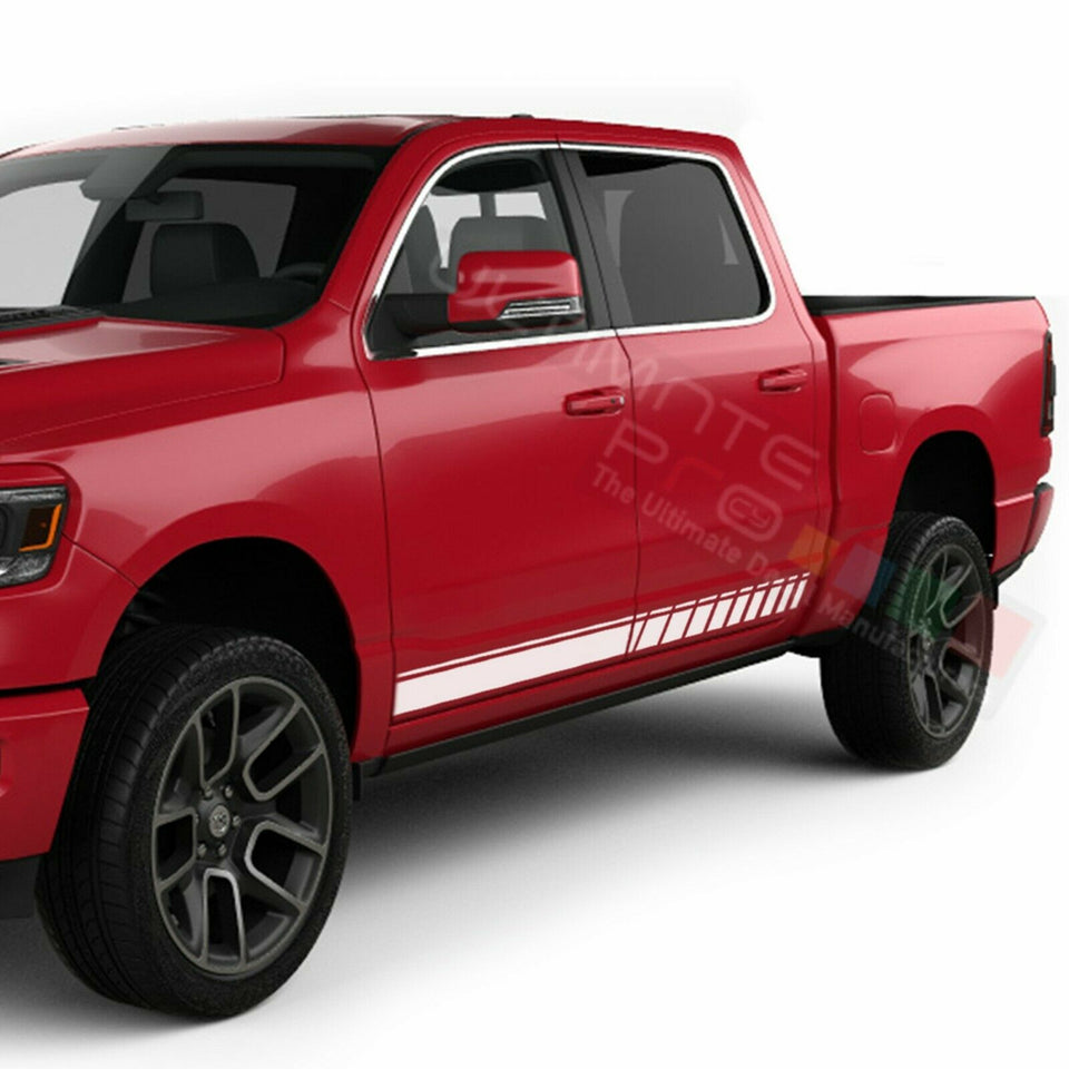 Side Doors Stripes Racing Sport Wrap Decal Sticker for Dodge Ram Crew Cab 1500