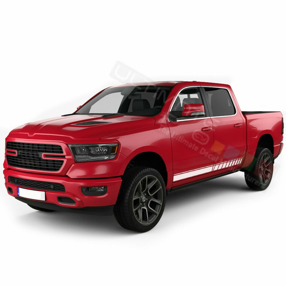 Side Doors Stripes Racing Sport Wrap Decal Sticker for Dodge Ram Crew Cab 1500