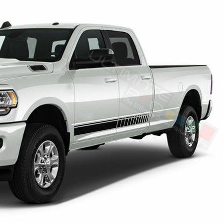 Side Doors Stripes Racing Sport Wrap Decal Sticker for Dodge Ram Crew Cab 3500