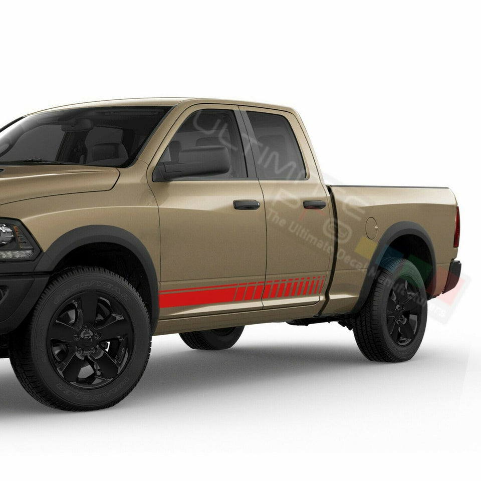 Side Doors Stripes Racing Sport Wrap Decal Sticker for Dodge Ram Quad Cab 1500