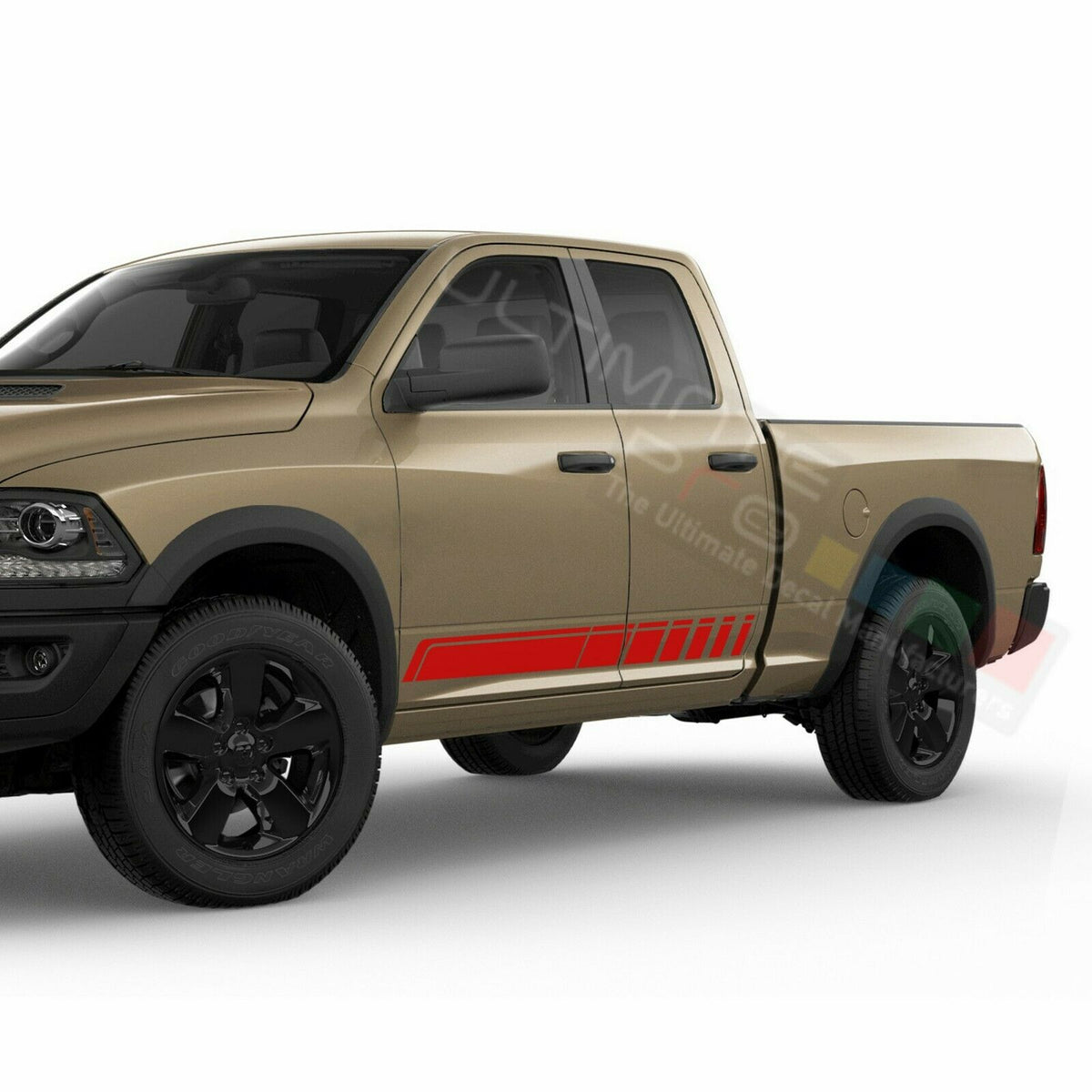 Side Doors Stripes Racing Sport Wrap Decal Sticker for Dodge Ram Quad ...