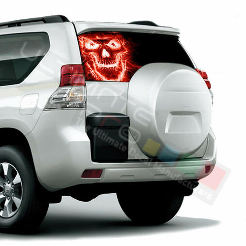 Skull Decals Window See Thru Stickers Perforated for Toyota Prado 2017 2018 2019