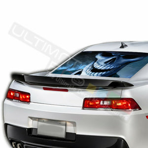 Skull Design Rear Window See Thru Sticker Perforated for Chevrolet Camaro