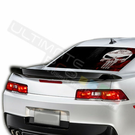 Skull Design Rear Window See Thru Sticker Perforated for Chevrolet Camaro