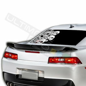 Skull Design Rear Window See Thru Sticker Perforated for Chevrolet Camaro