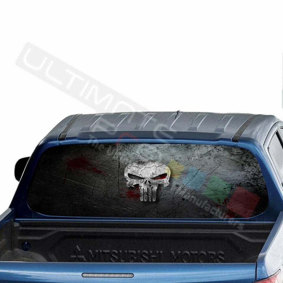 Skulls Decal Rear Window See Thru Stickers Perforated for Mitsubishin L200 2018