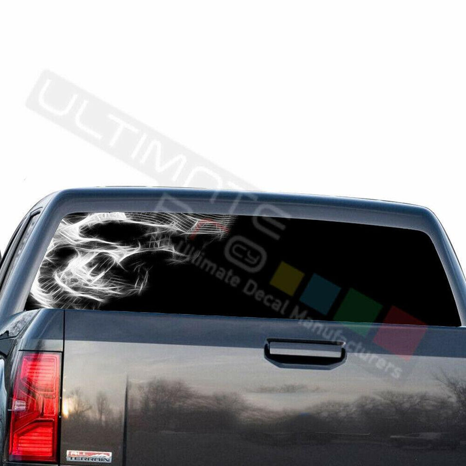 Skulls Decals Rear Window See Thru Stickers Perforated for GMC Sierra 2018 2019