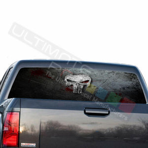 Skulls Decals Rear Window See Thru Stickers Perforated for GMC Sierra 2018 2019