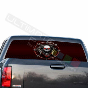 Skulls Decals Rear Window See Thru Stickers Perforated for GMC Sierra 2018 2019