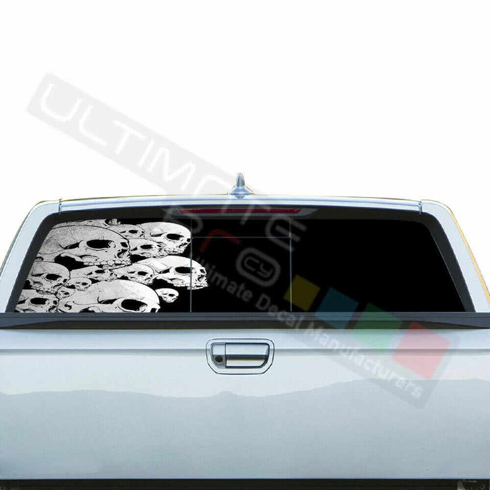 Skulls Decals Rear Window See Thru Stickers Perforated for Honda Ridgeline 2019