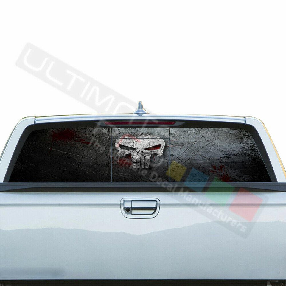 Skulls Decals Rear Window See Thru Stickers Perforated for Honda Ridgeline 2019