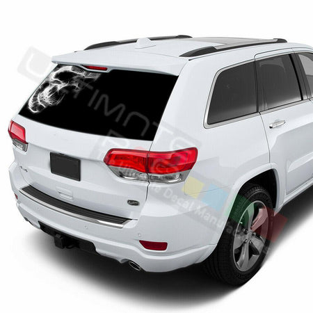 Skulls Decals Rear Window See Thru Stickers Perforated for Jeep Grand Cherokee