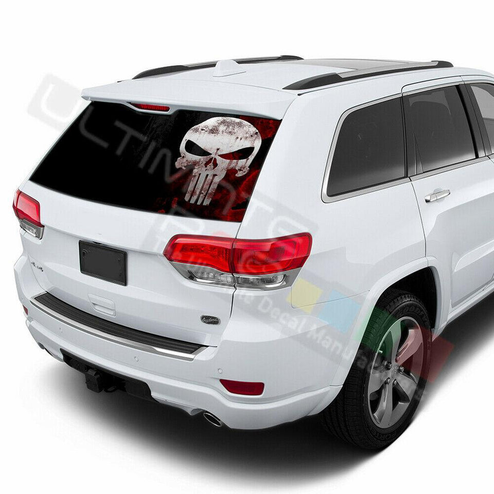 Skulls Decals Rear Window See Thru Stickers Perforated for Jeep Grand Cherokee