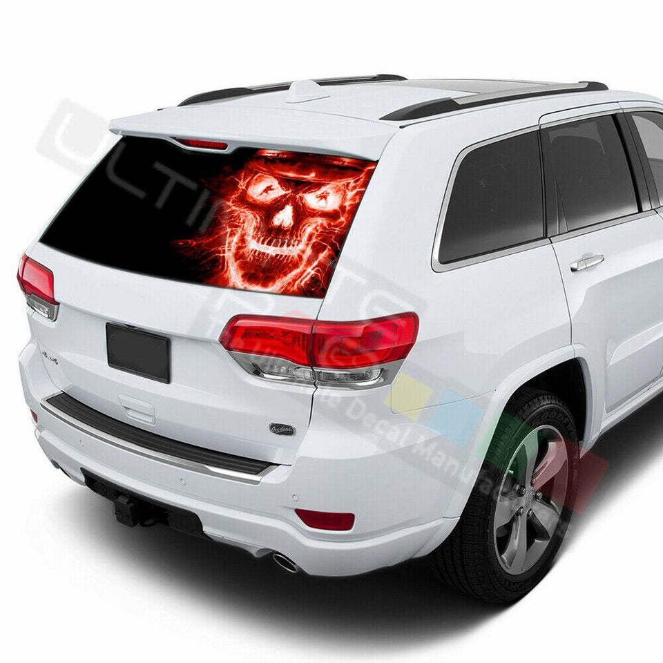 Skulls Decals Rear Window See Thru Stickers Perforated for Jeep Grand Cherokee