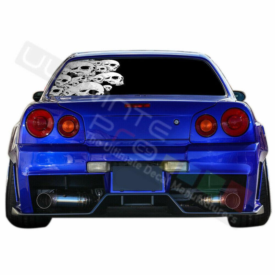 Skulls Decals Window See Thru Stickers Perforated for Nissan Skyline 2019 2020