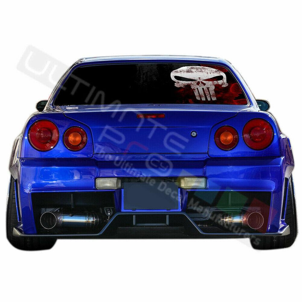 Skulls Decals Window See Thru Stickers Perforated for Nissan Skyline 2019 2020