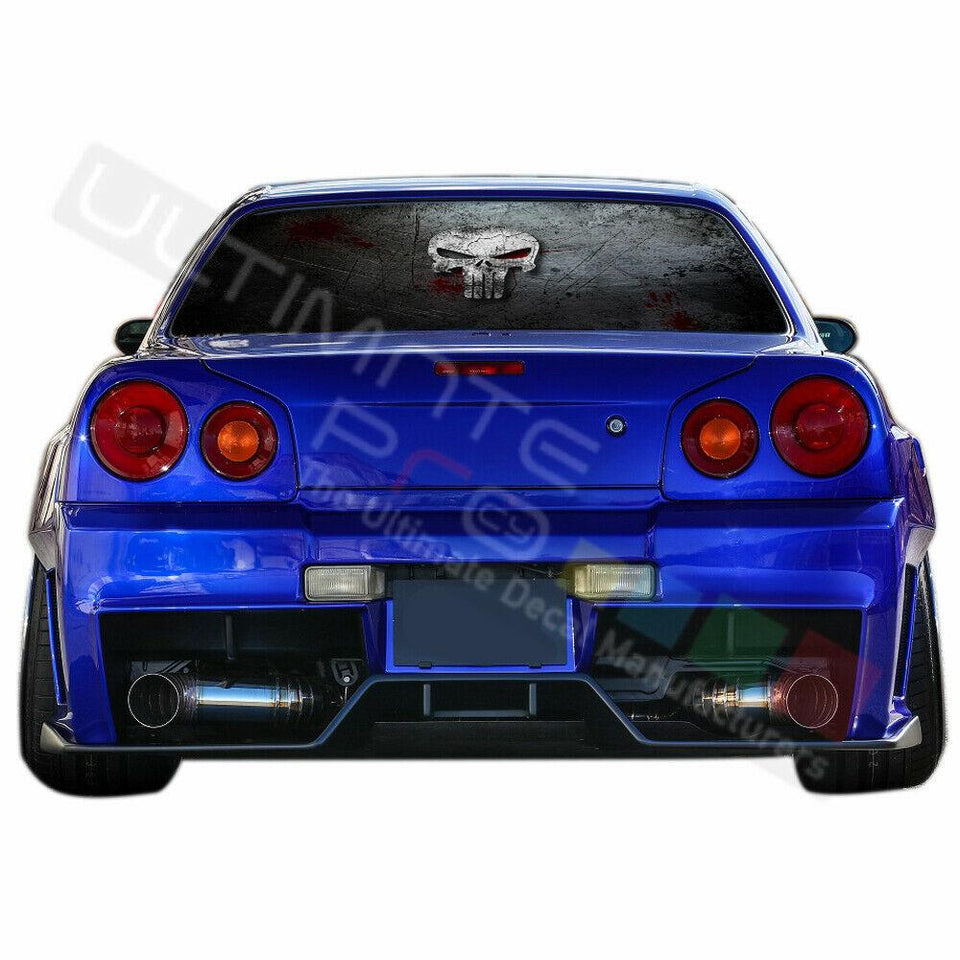 Skulls Decals Window See Thru Stickers Perforated for Nissan Skyline 2019 2020