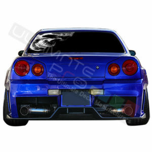 Skulls Decals Window See Thru Stickers Perforated for Nissan Skyline 2019 2020