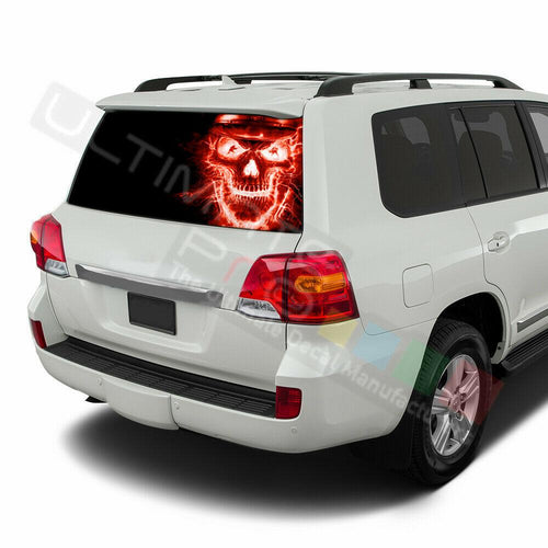 Skulls Decals Window See Thru Stickers Perforated for Toyota Land Cruiser Old