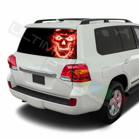 Skulls Decals Window See Thru Stickers Perforated for Toyota Land Cruiser Old