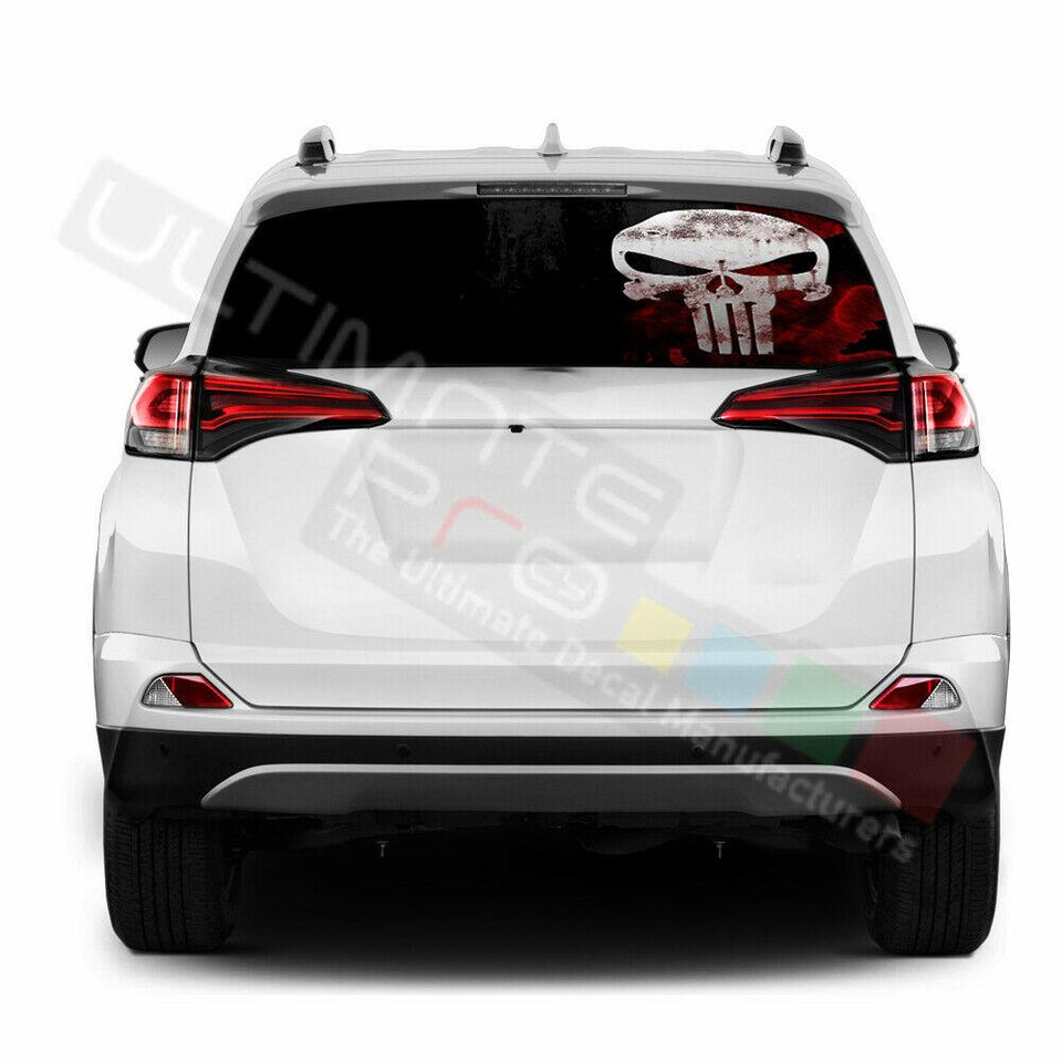 Skulls Decals Window See Thru Stickers Perforated for Toyota RAV4 2018 2019 2020