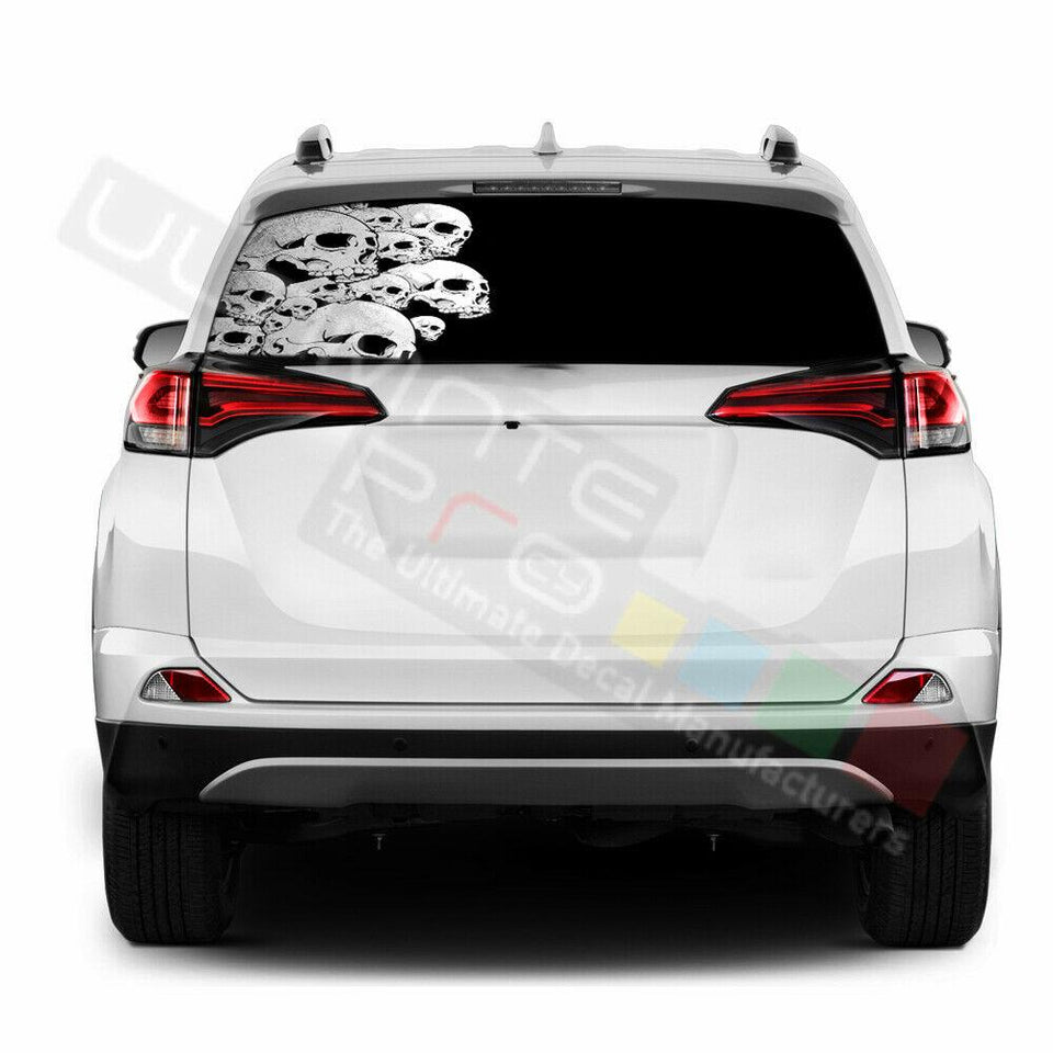 Skulls Decals Window See Thru Stickers Perforated for Toyota RAV4 2018 2019 2020