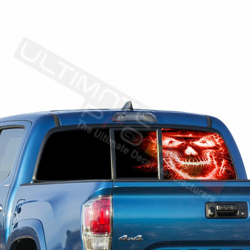 Skulls Decals Window See Thru Stickers Perforated for Toyota Tacoma 2018 2019