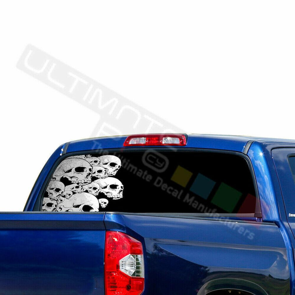 Skulls Decals Window See Thru Stickers Perforated for Toyota Tundra 2016 2017