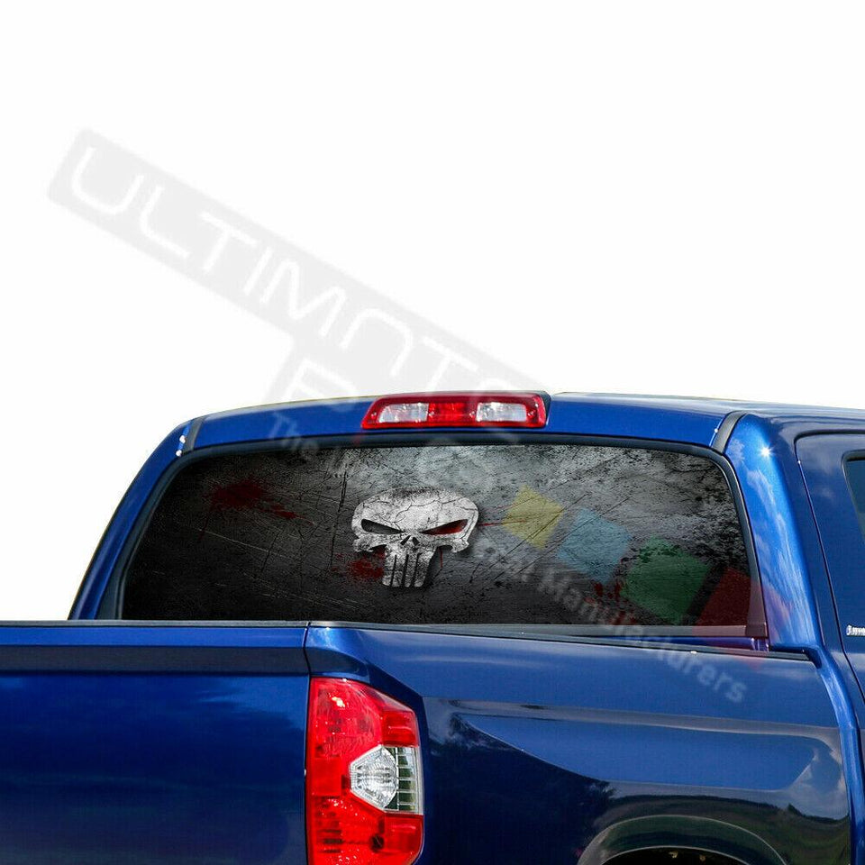 Skulls Decals Window See Thru Stickers Perforated for Toyota Tundra 2016 2017