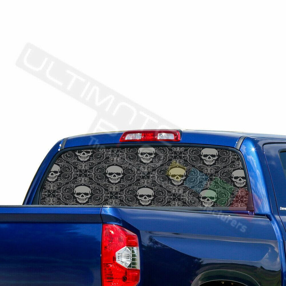 Skulls Decals Window See Thru Stickers Perforated for Toyota Tundra 2016 2017