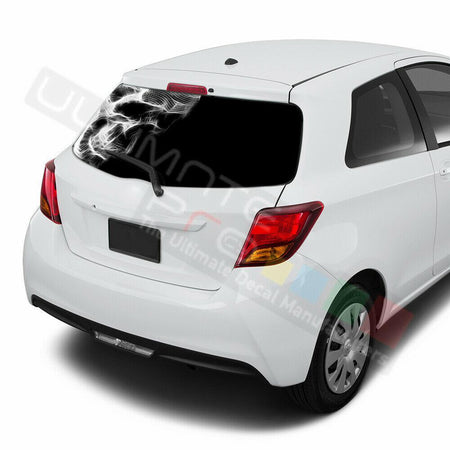 Skulls Decals Window See Thru Stickers Perforated for Toyota Yaris 2016 2017