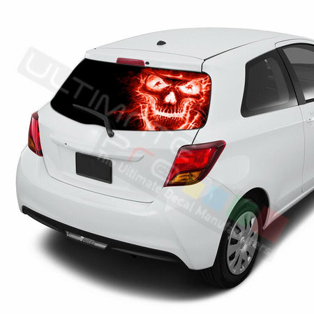 Skulls Decals Window See Thru Stickers Perforated for Toyota Yaris 2016 2017