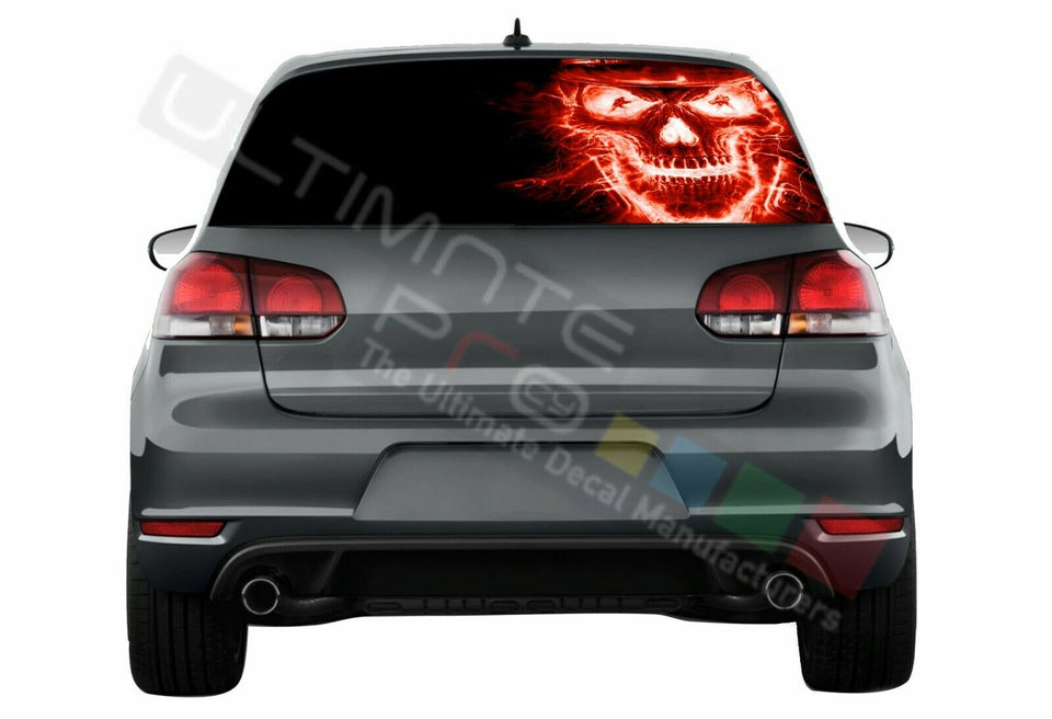 Skulls Decals Window See Thru Stickers Perforated for Volkswagen Golf VW Old