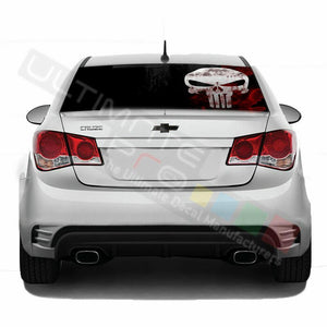 Skulls Design Decal Rear Window See Thru Sticker Perforated for Chevrolet Cruze