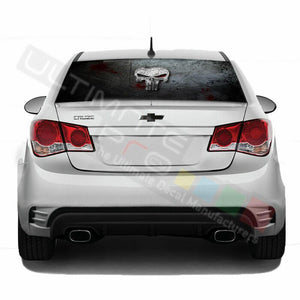 Skulls Design Decal Rear Window See Thru Sticker Perforated for Chevrolet Cruze