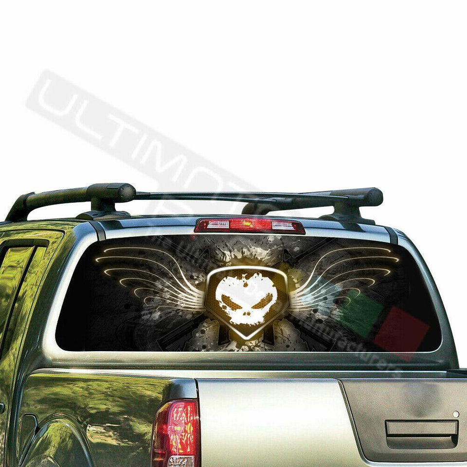 Skulls Design Decals Window See Thru Stickers Perforated for Nissan Frontier